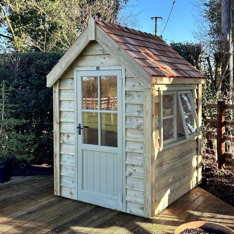 The Traditional - Luxury Shed - The Cosy Shed Co. - Luxury Shed - 4 x 6 / Black Felt Shingle / Tanalised Green