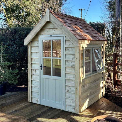 The Traditional - Luxury Shed - The Cosy Shed Co. - Luxury Shed - 4 x 6 / Black Felt Shingle / Tanalised Green